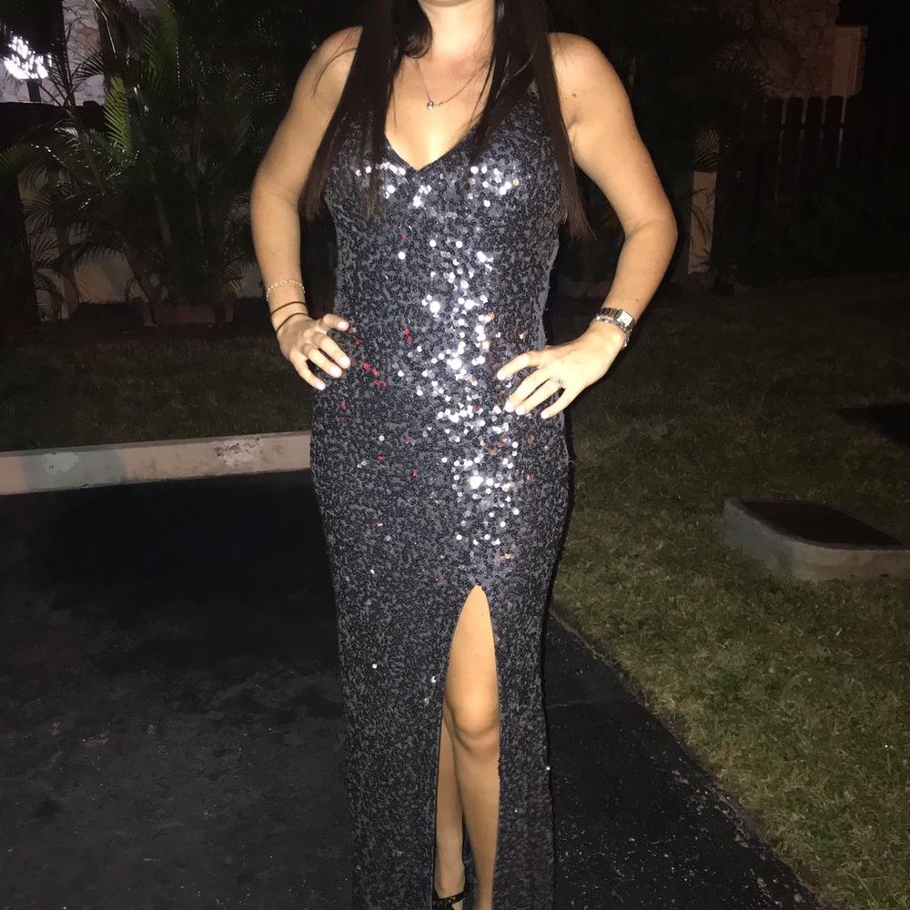 Charcoal /gunmetal / grey dress gown